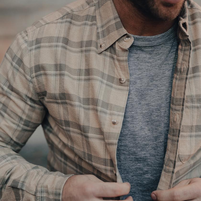 Jaspe Yarn Plaid Button-Down - Dune