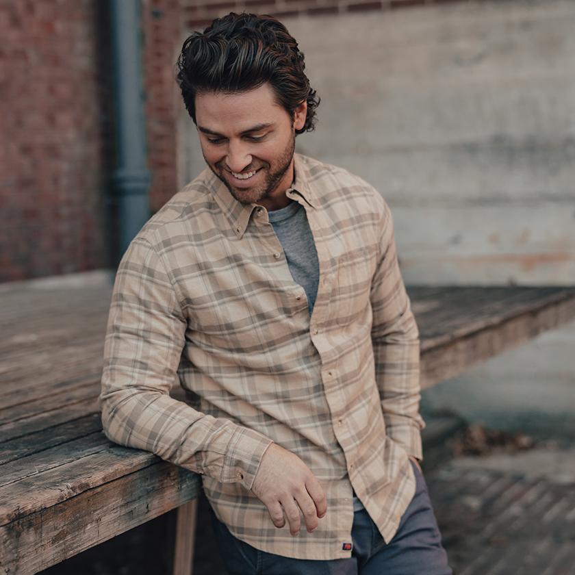 Jaspe Yarn Plaid Button-Down - Dune