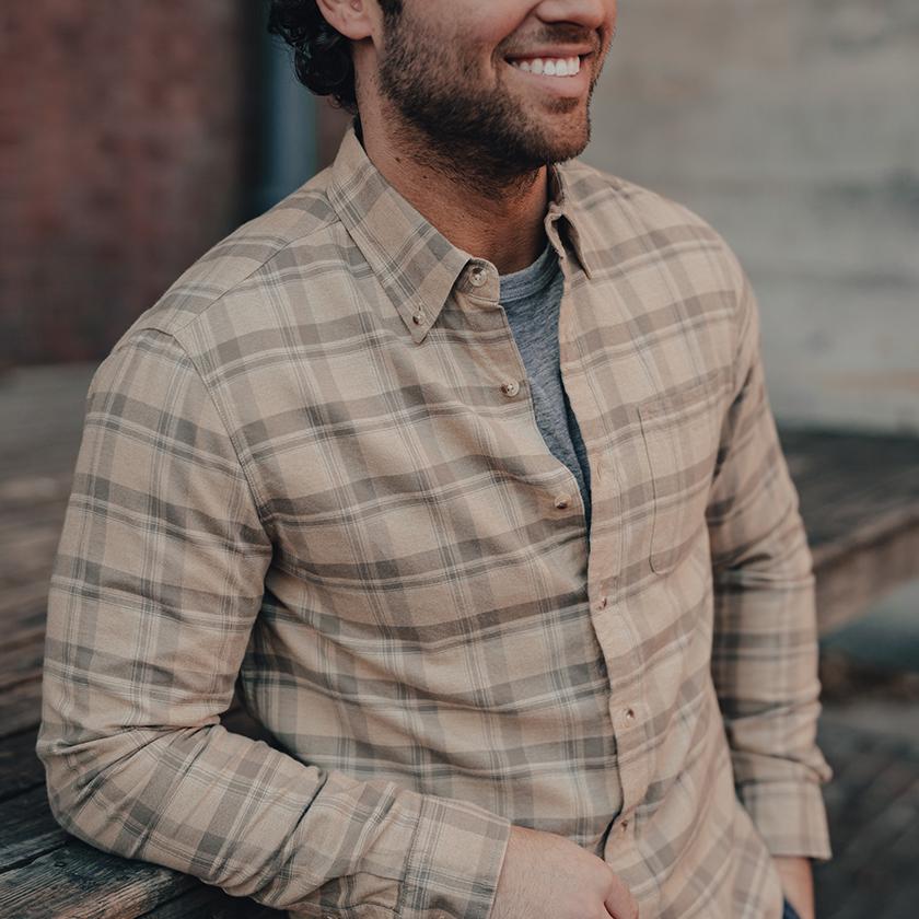 Jaspe Yarn Plaid Button-Down - Dune