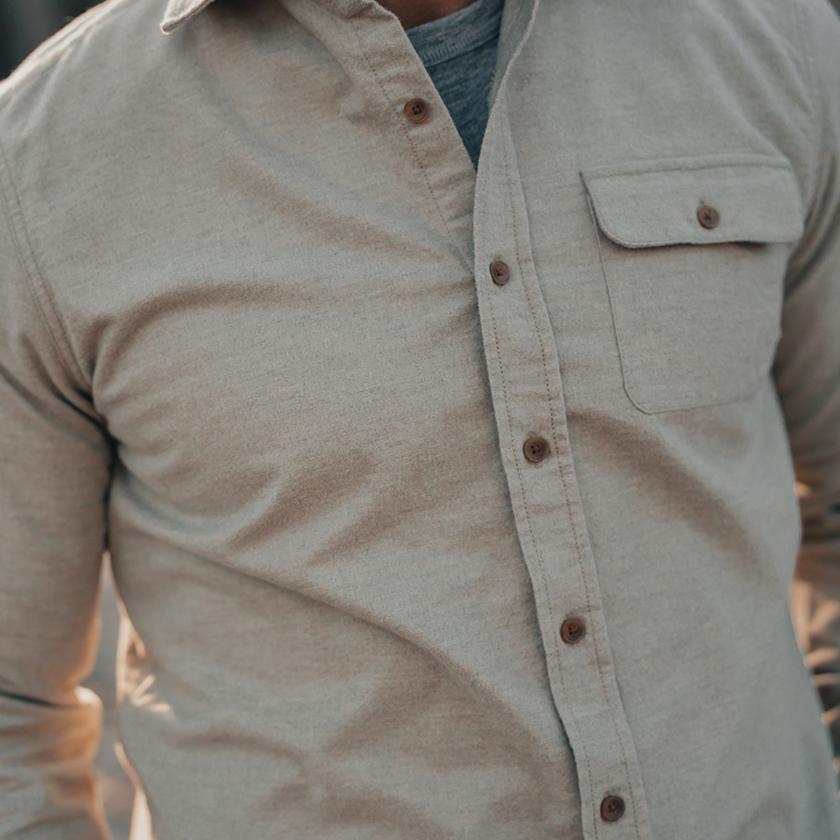 Chamois Button Down Shirt - Stone