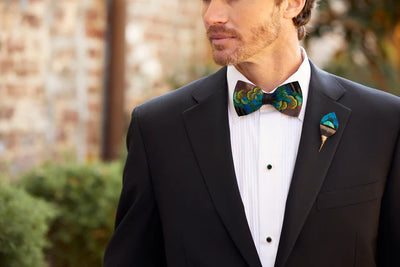 Norse King Lapel Pin - Peacock & Turkey Feathers