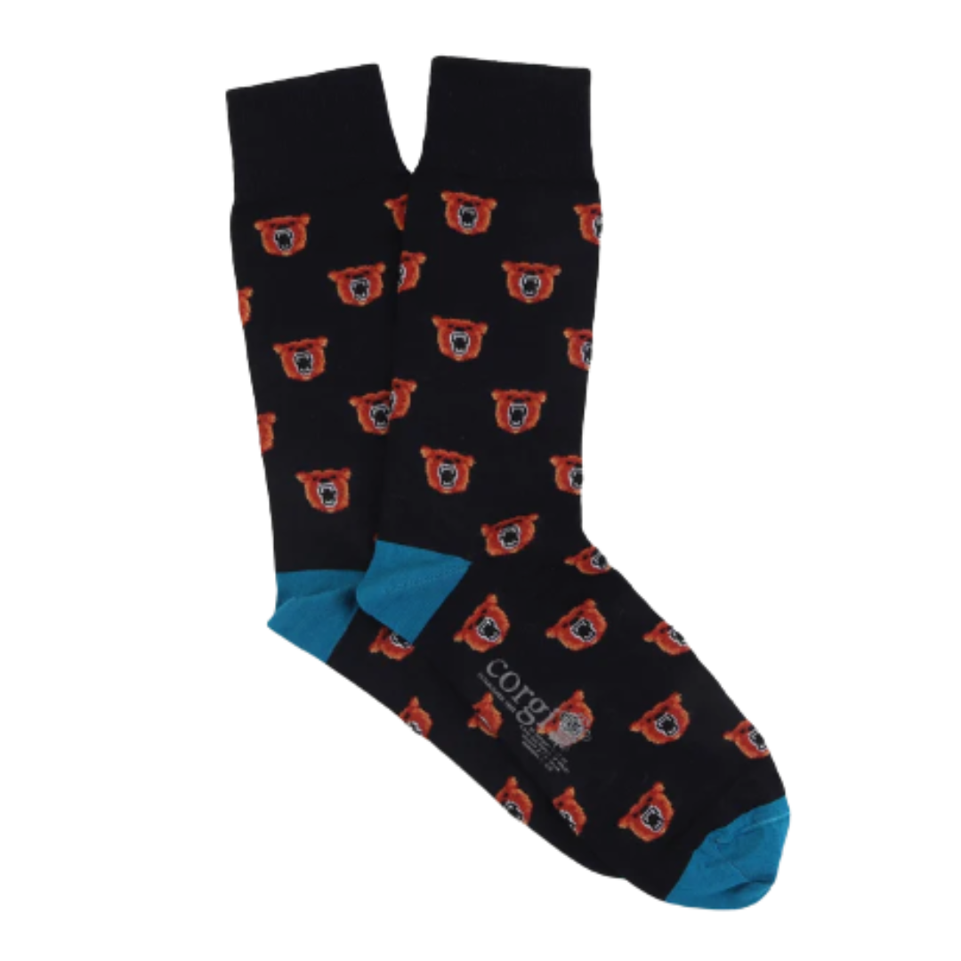 Bears Merino Wool Socks - Navy & Orange