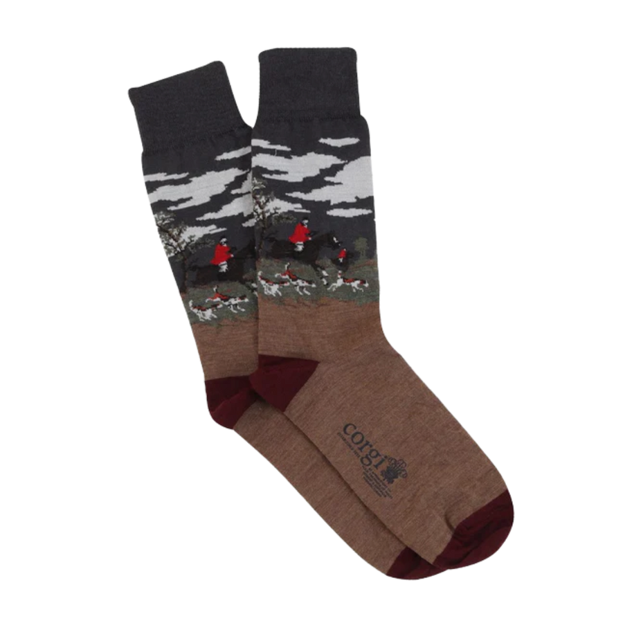 Country Horse Merino Wool Sock - Navy & Camello