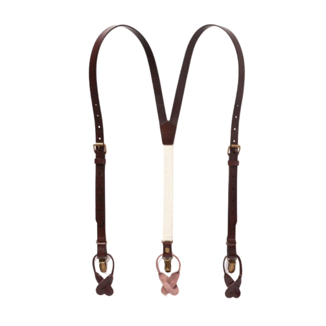 Leather Suspenders - Chestnut Java
