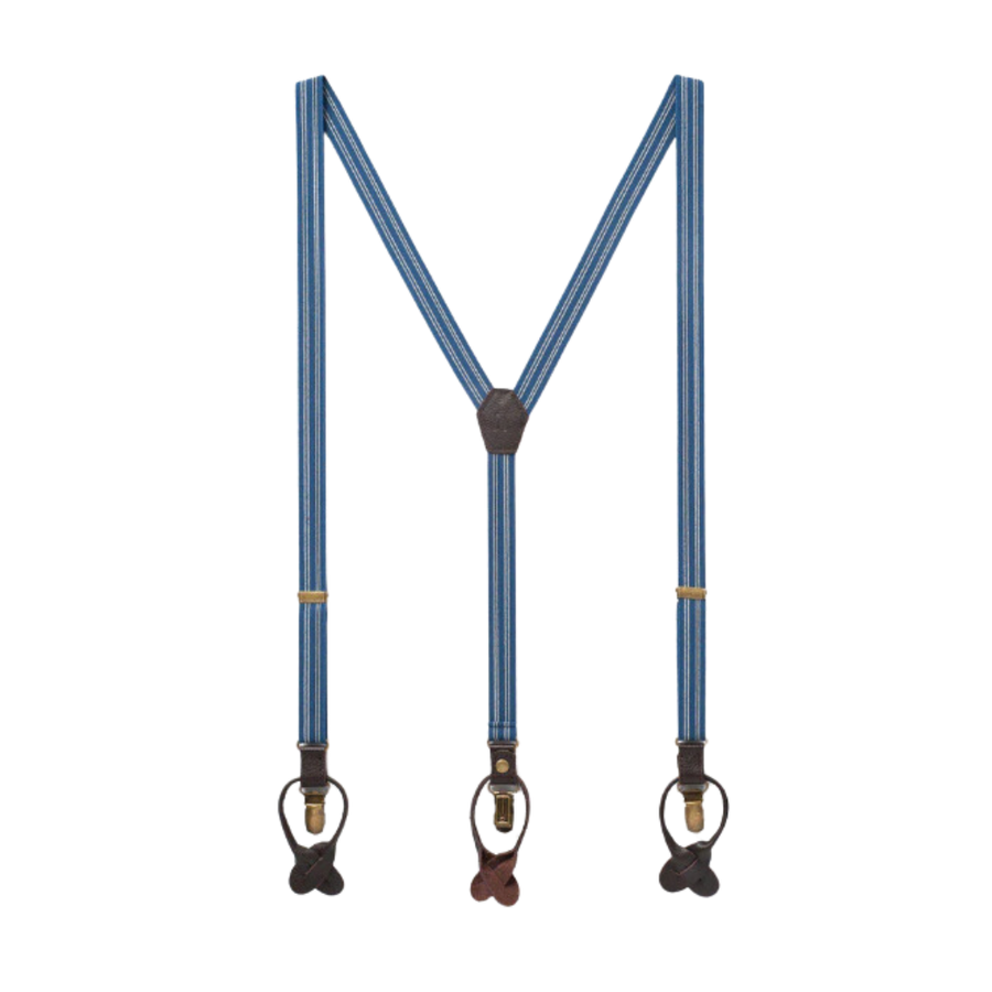 Skinny Suspenders - Scholar Navy Blue Pin Striped