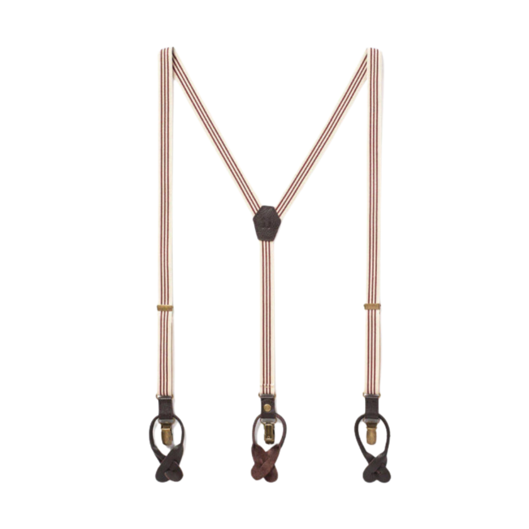 Skinny Suspenders - Sand & Fire (Burgundy & Khaki)