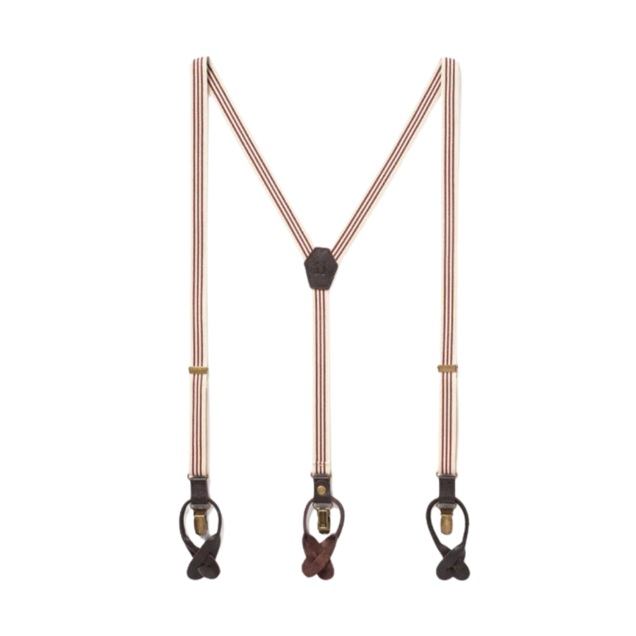 Skinny Suspenders - Sand & Fire (Burgundy & Khaki)