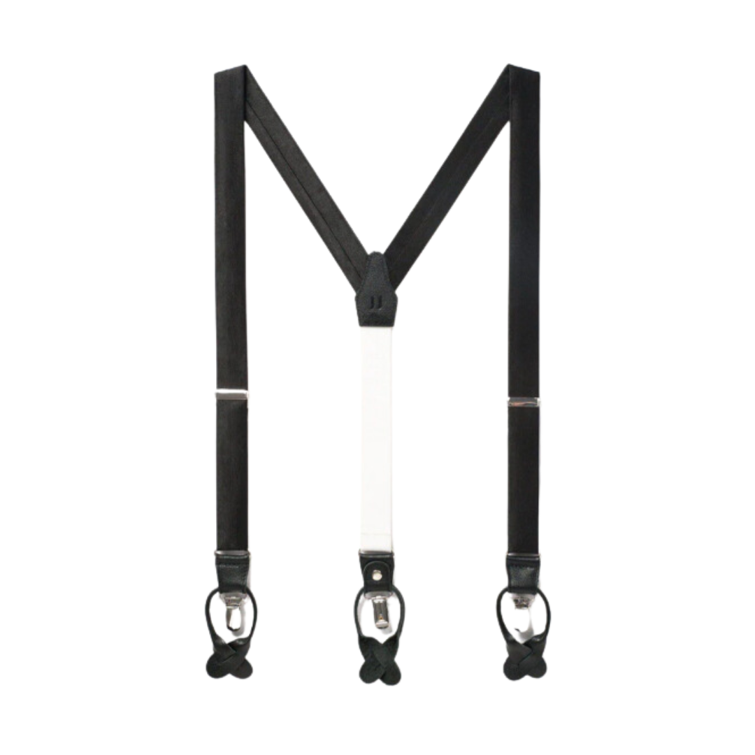 Classic Silk Suspenders - Midnight Black