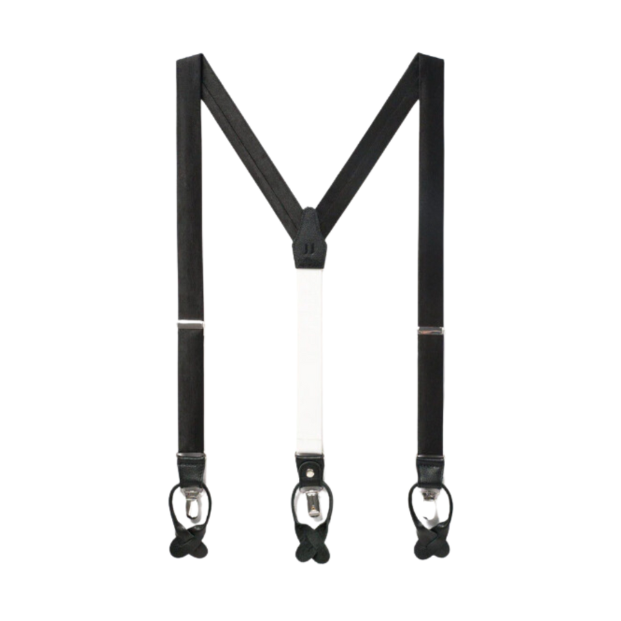 Classic Silk Suspenders - Midnight Black
