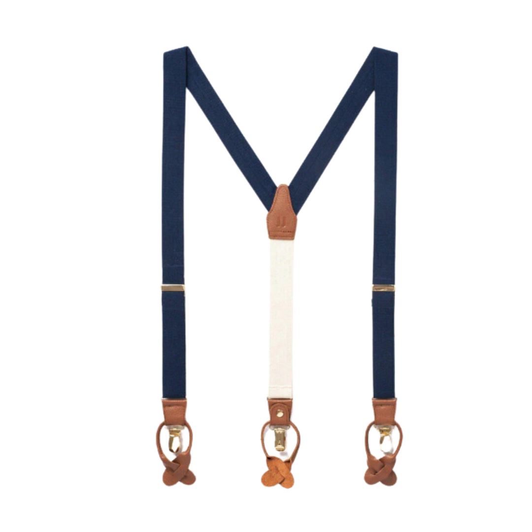 Classic Silk Suspenders - Navy Tides