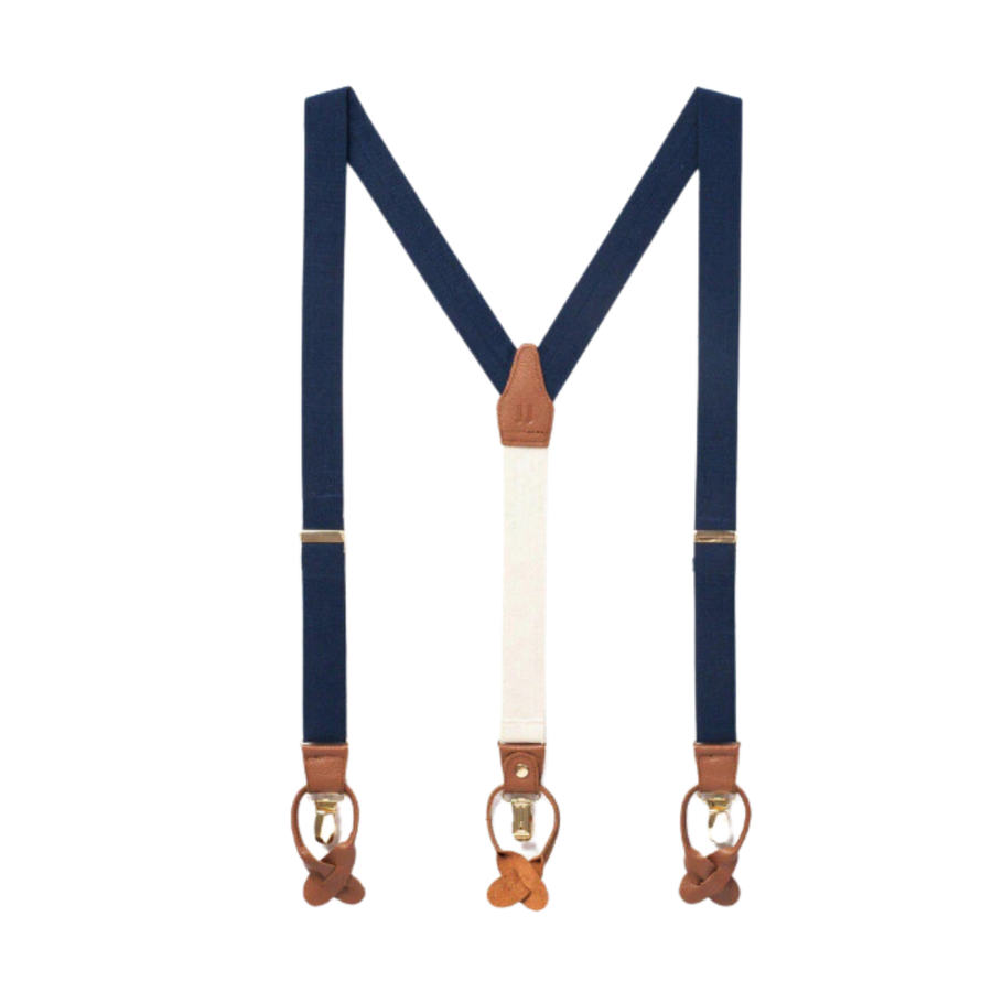 Classic Silk Suspenders - Navy Tides