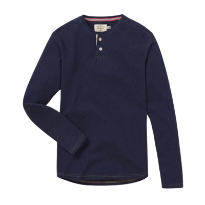 Puremeso Two Button Henley - Navy
