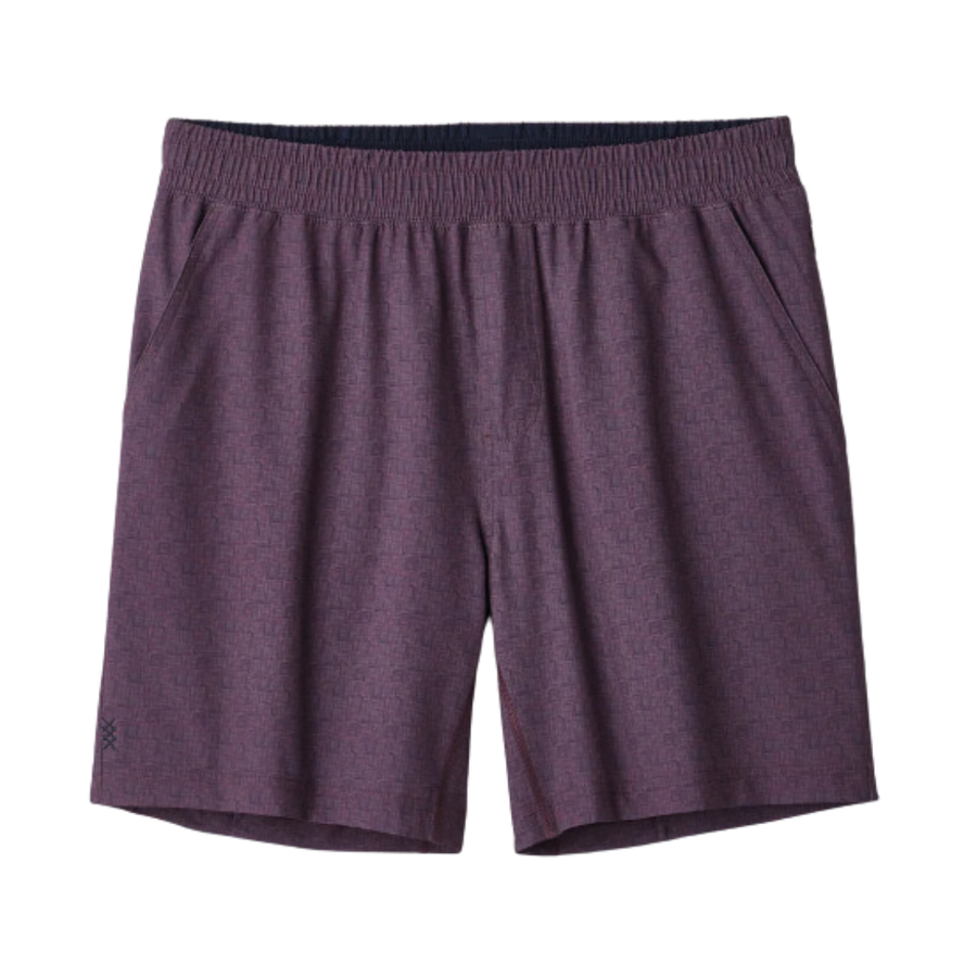 7" Mako Short Unlined - Maroon & Navy Texture Print