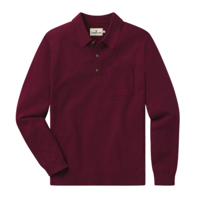 Robles Knit Long Sleeve Polo - Wine