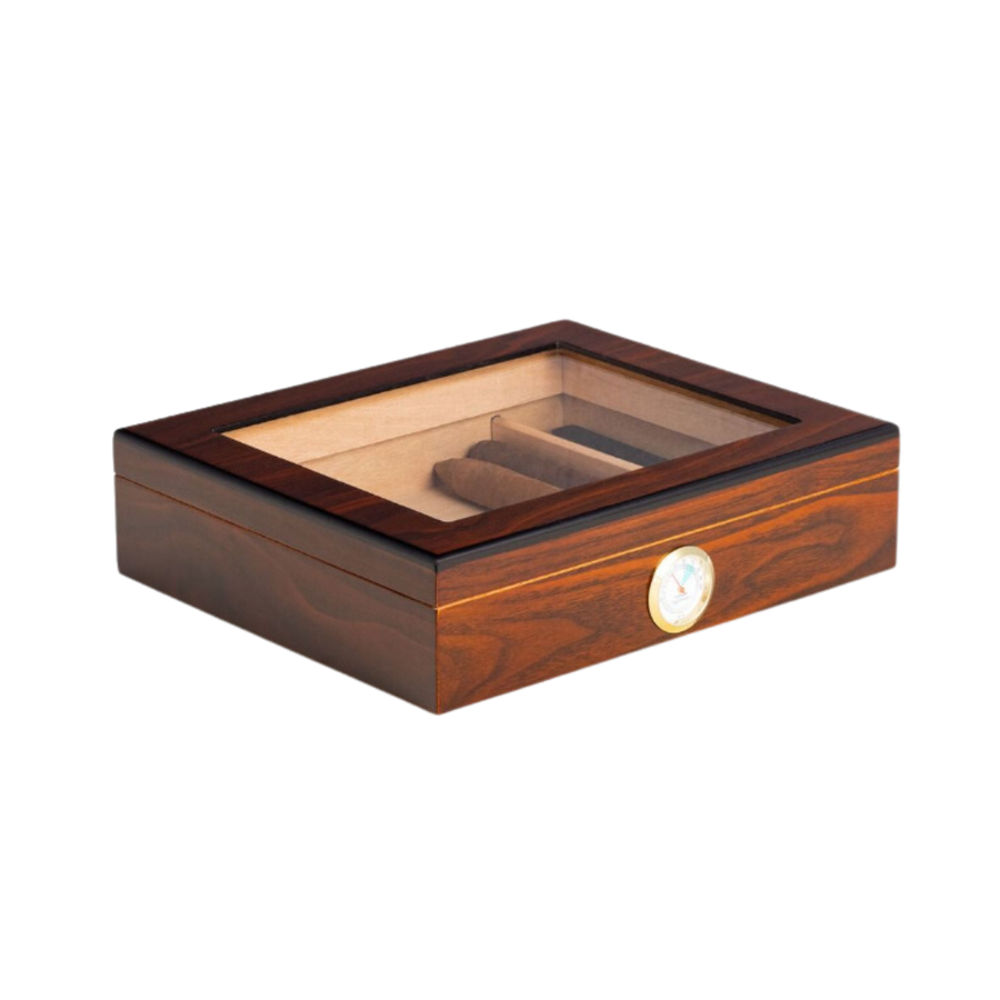 Wood 12 Cigar Humidor - Walnut