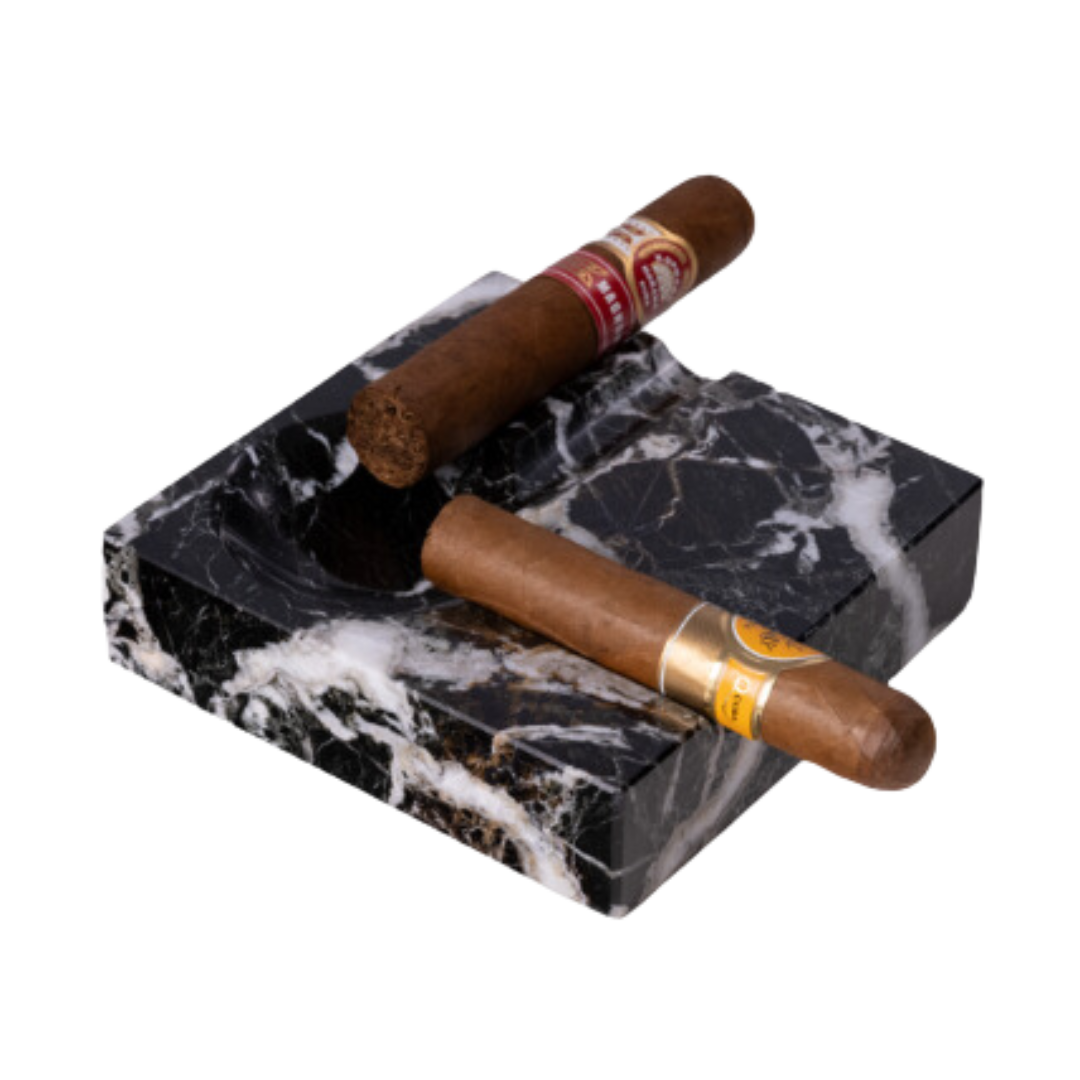 Dylan 2 Cigar Marble Ashtray - Zebra