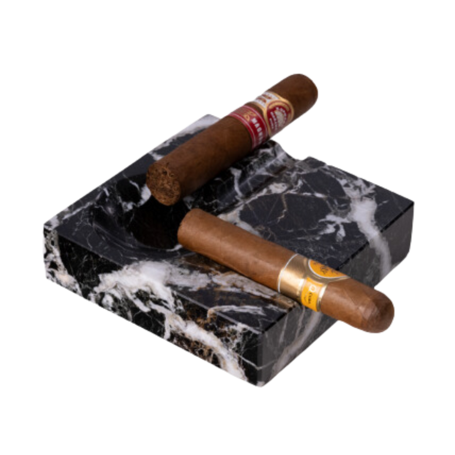 Dylan 2 Cigar Marble Ashtray - Zebra