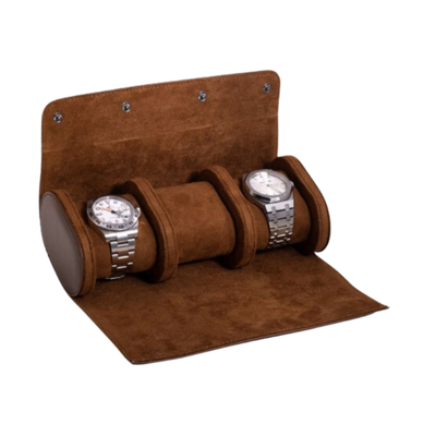 Leather Watch Roll - Brown