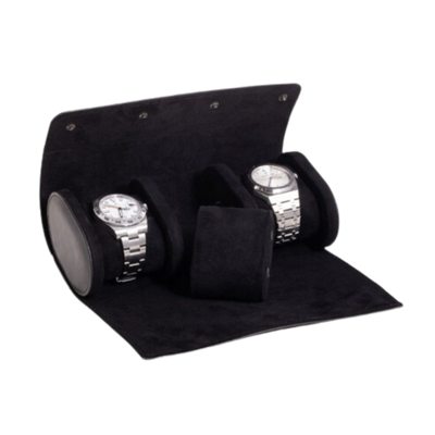 Leather Watch Roll - Black