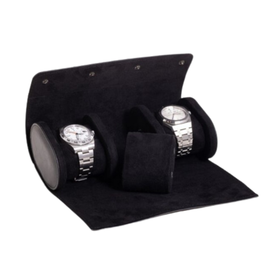 Leather Watch Roll - Black