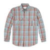 Plaid Washed Feather Cloth Shirt - Light Blue, Red & Natural