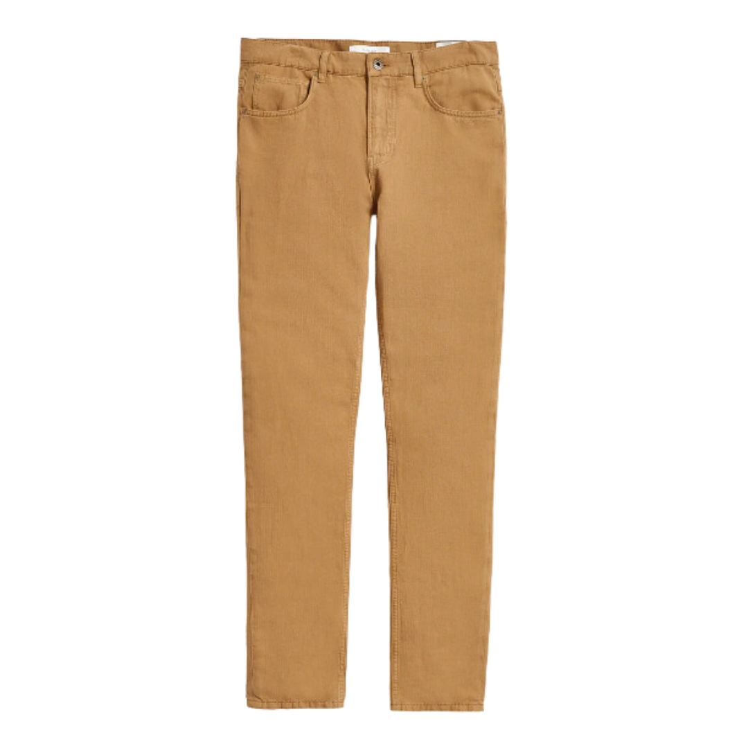 Cotton Linen 5-Pocket Pant - Dark Tan