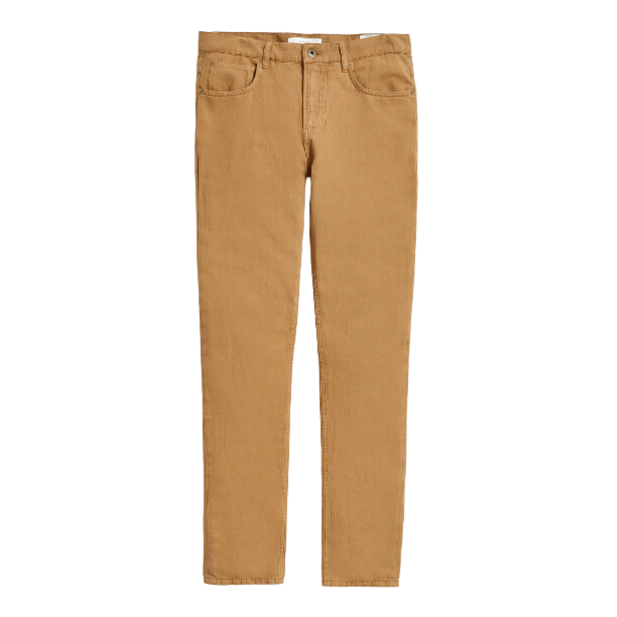 Cotton Linen 5-Pocket Pant - Dark Tan