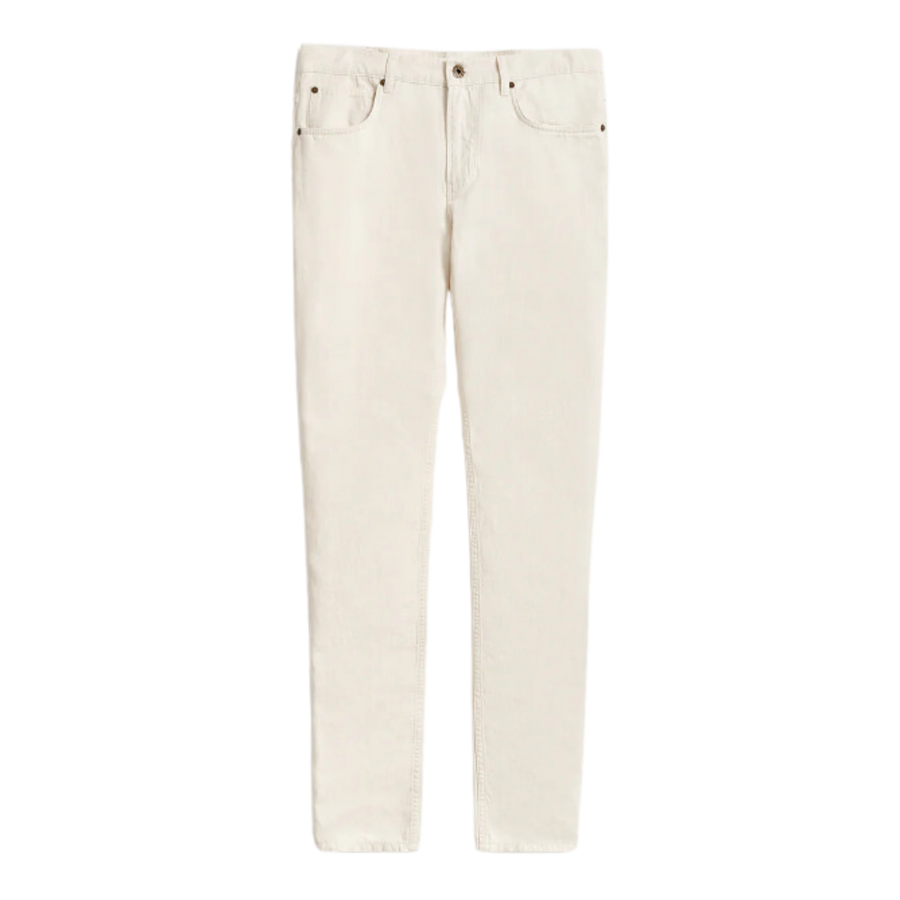 Cotton Linen 5-Pocket Pant - Eggshell
