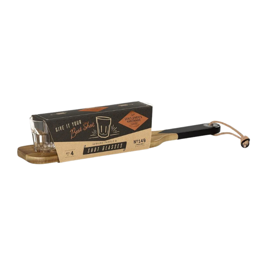 Serving Paddle & Shot Glasses