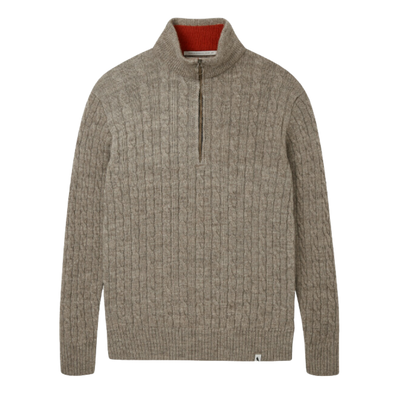 Cable Knit Zip Sweater - Oak
