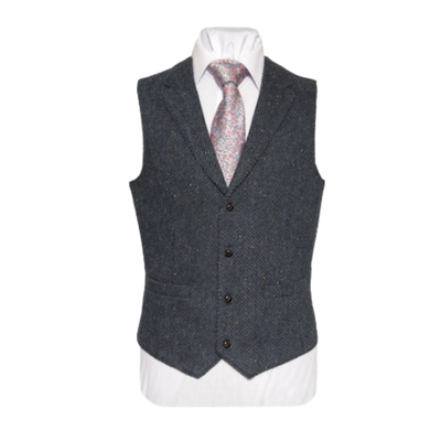 WB Yeats Irish Tweed Waistcoat - Blue