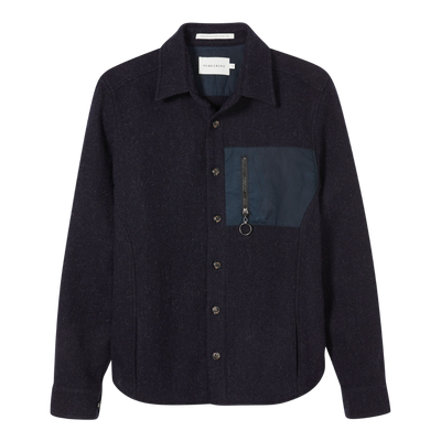 Zip Pocket Wool Overshirt - Navy