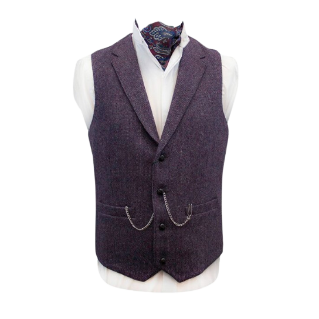 Moore Tweed Waistcoat - Mulberry