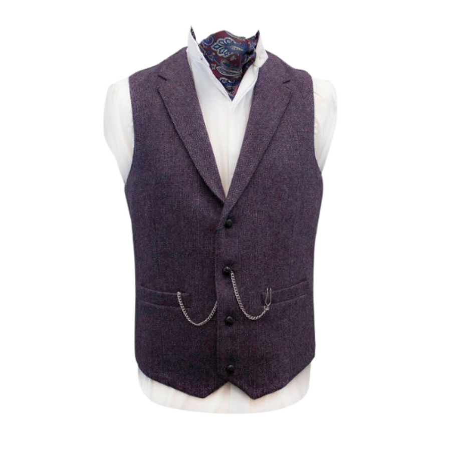 Moore Tweed Waistcoat - Mulberry
