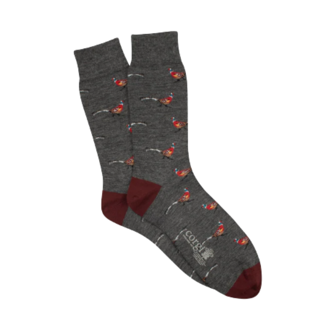 Pheasant Merino Wool Sock - Charcoal