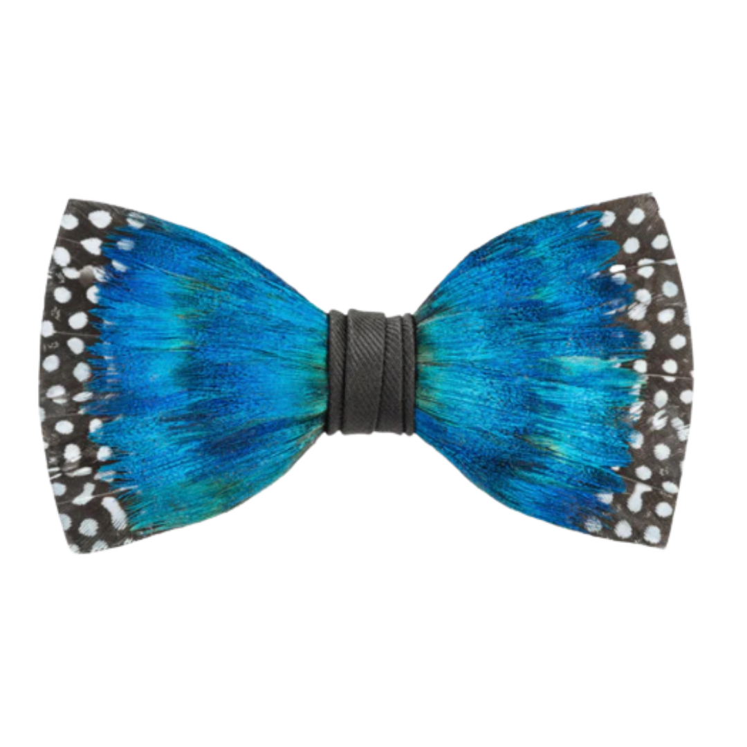 Flintlock Bow Tie - Peacock & Guinea Feathers