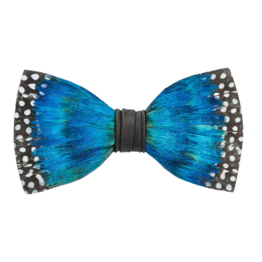 Flintlock Bow Tie - Peacock & Guinea Feathers