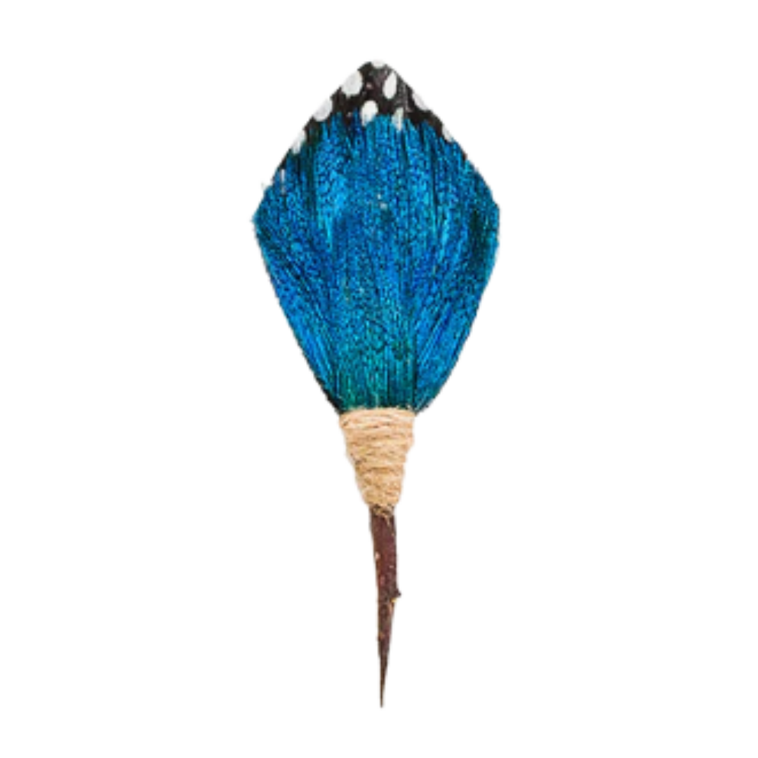 Twilight Lapel Pin - Guinea/Peacock Feathers