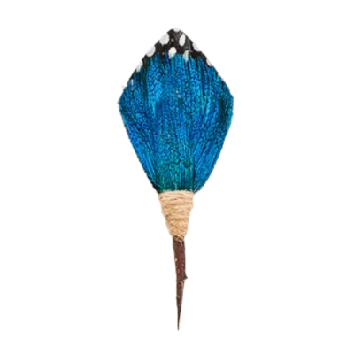 Twilight Lapel Pin - Guinea/Peacock Feathers