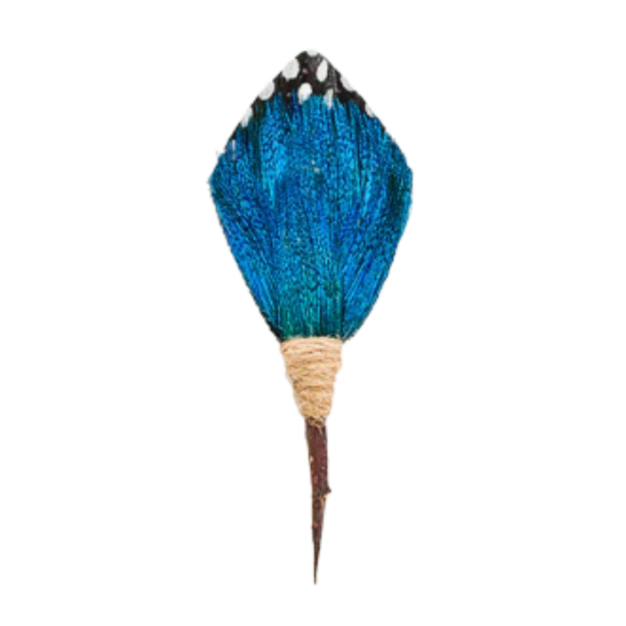 Twilight Lapel Pin - Guinea/Peacock Feathers