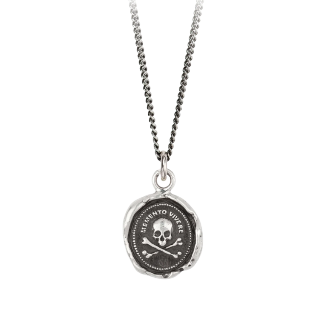 Sterling Silver Talisman Necklace - Remember to Live