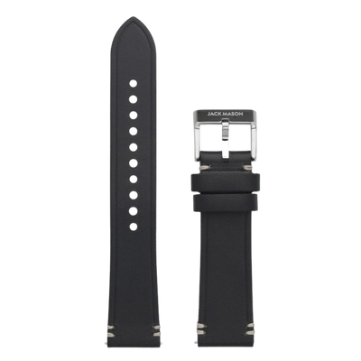 22mm Leather Watch Strap - Black