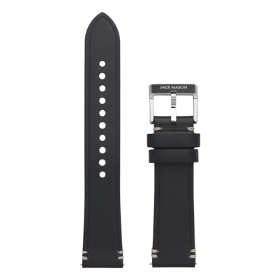 20mm Leather Watch Strap - Black
