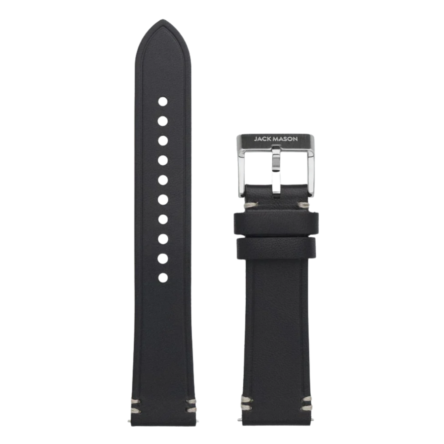 20mm Leather Watch Strap - Black