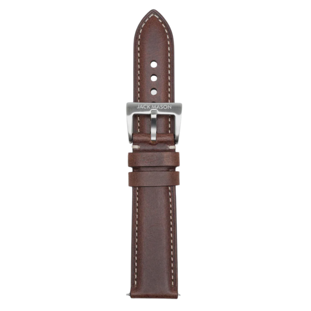 22mm Leather Watch Strap - Stitched Brown