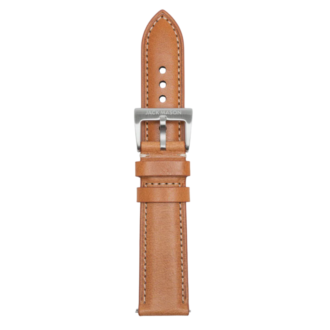 22mm Leather Watch Strap - Stitched Tan