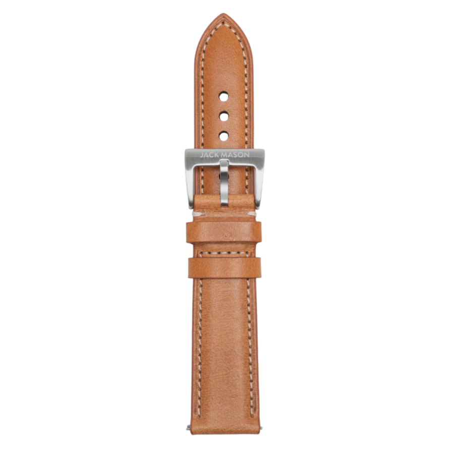 22mm Leather Watch Strap - Stitched Tan