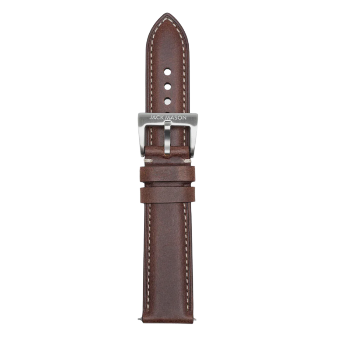 20mm Leather Watch Strap - Stitched Brown