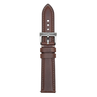 20mm Leather Watch Strap - Stitched Brown