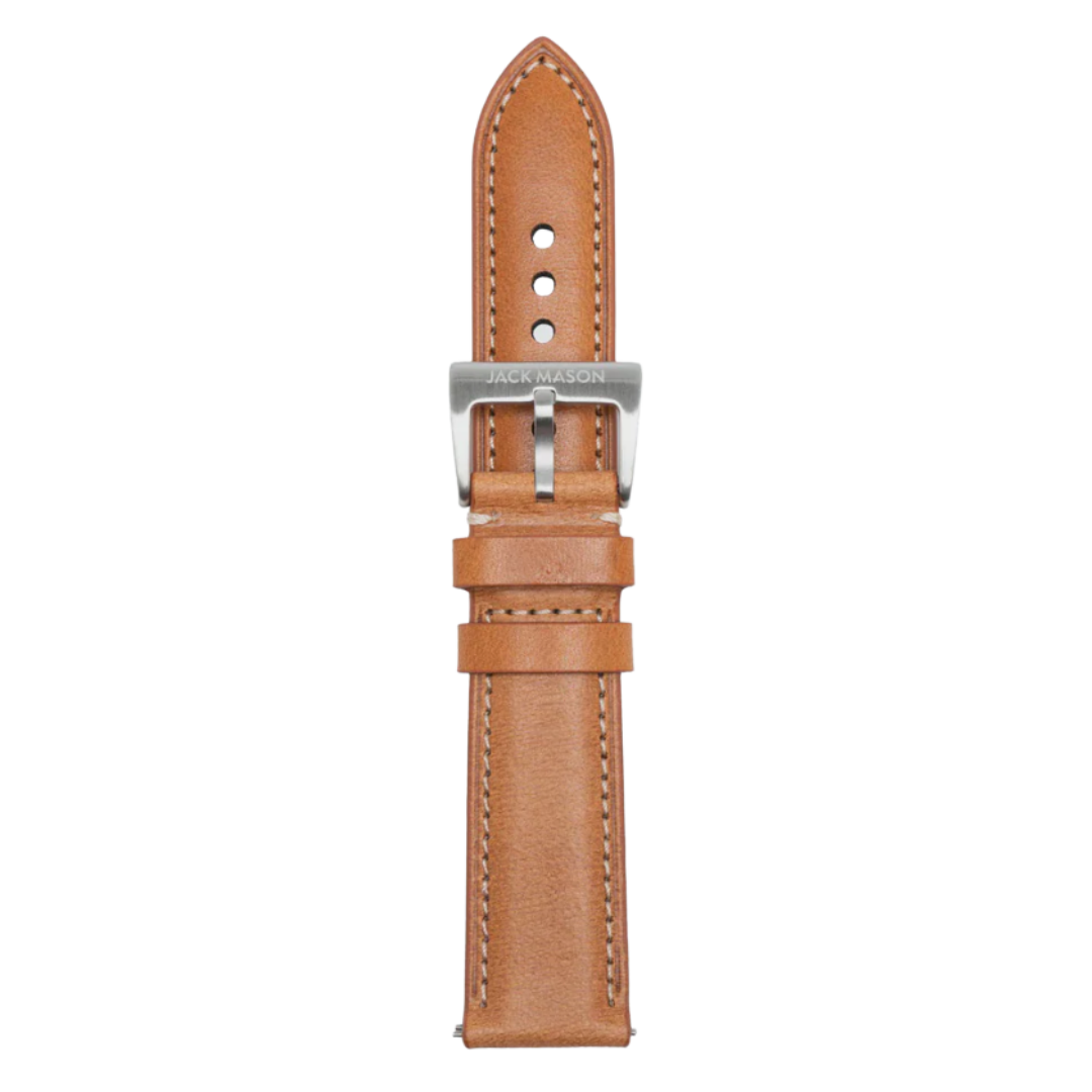 20mm Leather Watch Strap - Stitched Tan